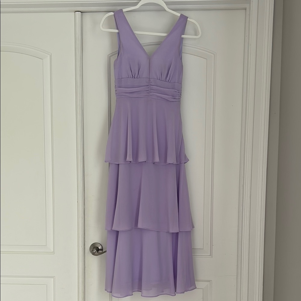 Lulus Celebration Time Lavender Sleeveless Tiered Midi Dress Size XXS